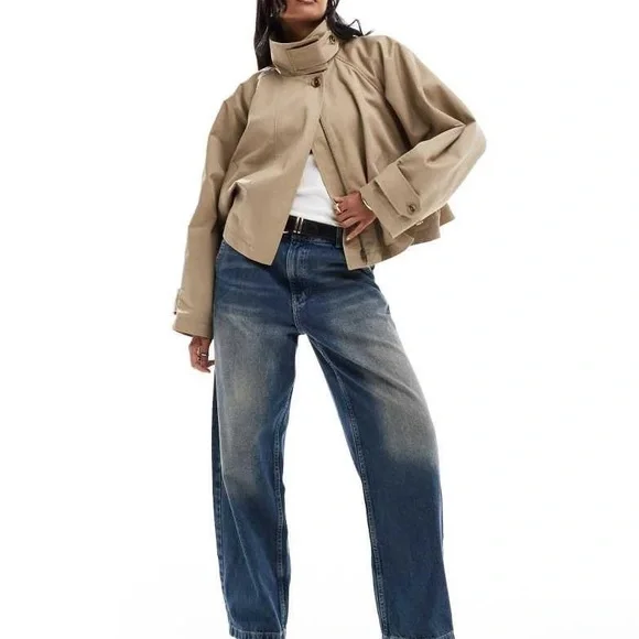 ASOS Design Cropped Tan Trench Coat - Picture 4 of 4